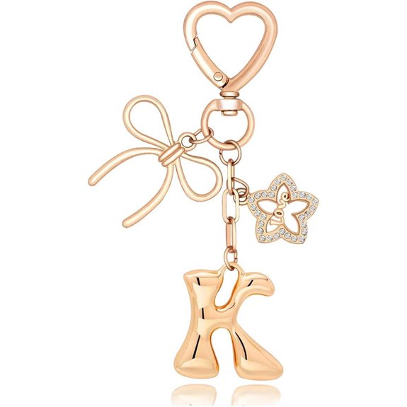 Gold Bubble Letter Bag Charms for Women Girls
