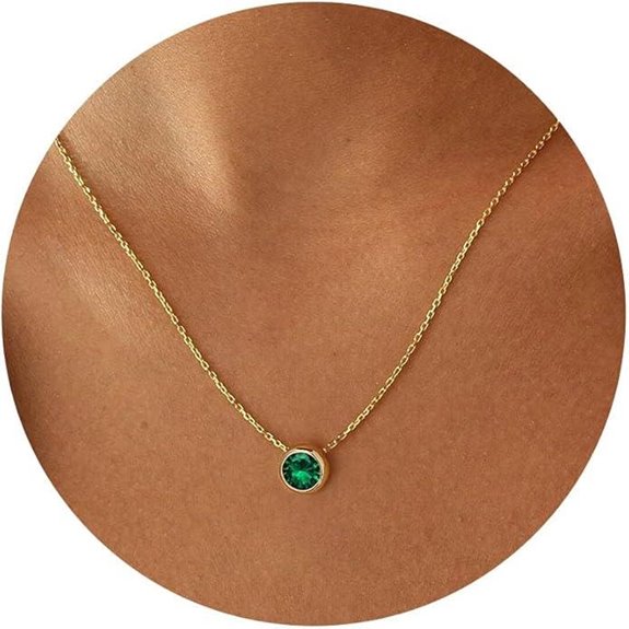 Turandoss Gold Plated Birthstone Necklace for Women