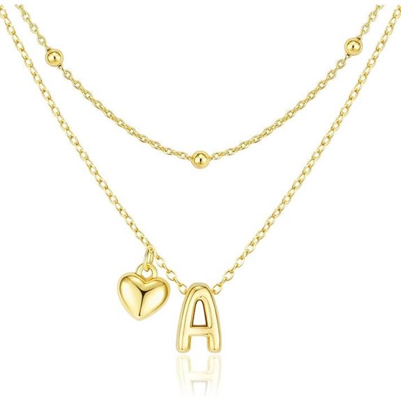 Dainty 14K Gold Plated Heart Initial Necklace Gift