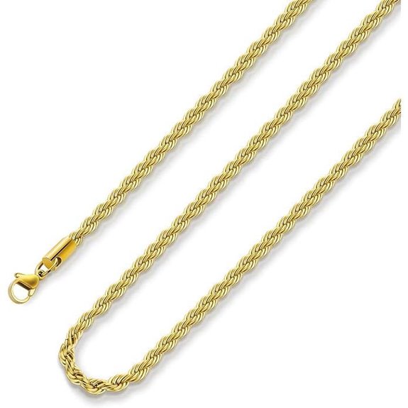 18k Gold Plated Rope Chain for Men & Women