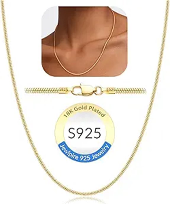 Jewlpire 18K Gold Plated Sterling Silver Chain Necklace