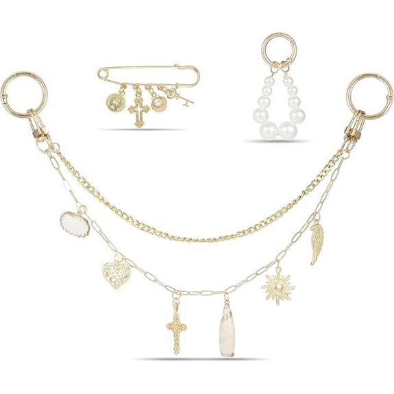 4-in-1 Gold Purse Charm Set with Beads and Shell