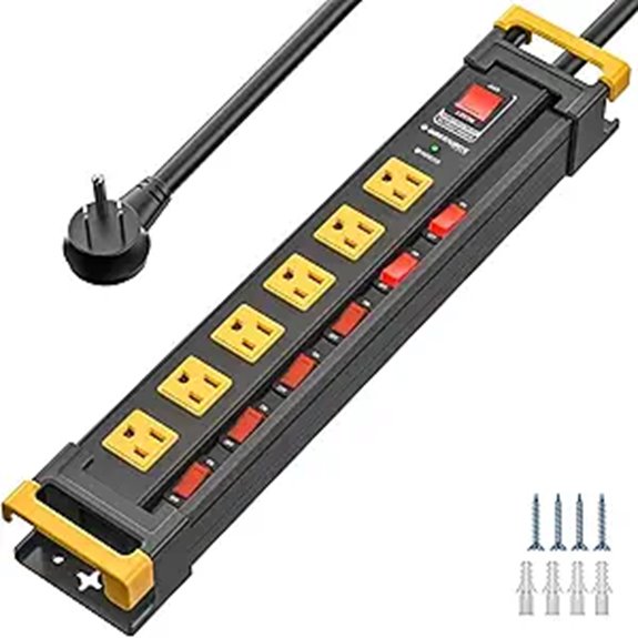 Heavy Duty Power Strip with Surge Protector and Switches