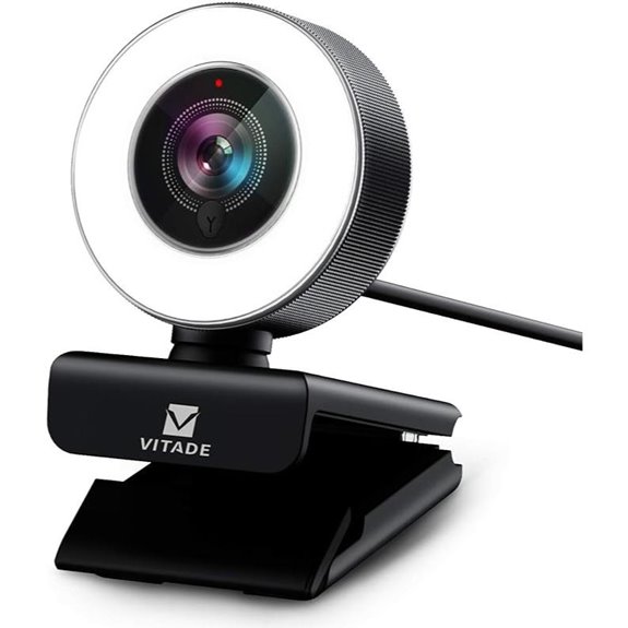 HD 1080P PC Webcam with Microphone & Ring Light