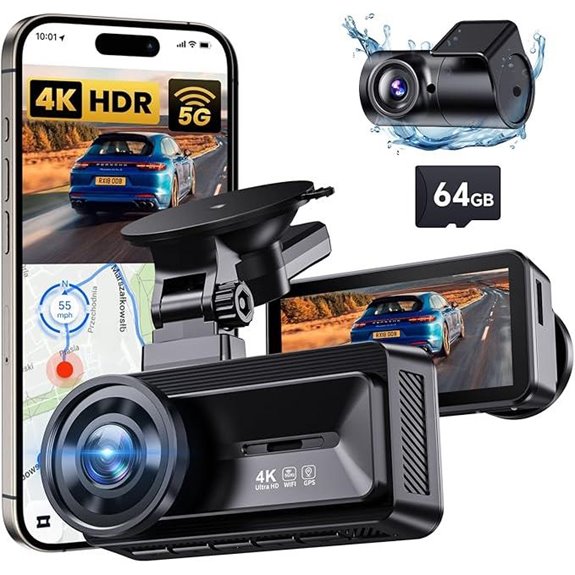 COOLCRAZY 4K+1080P Dash Cam with GPS & Night Vision