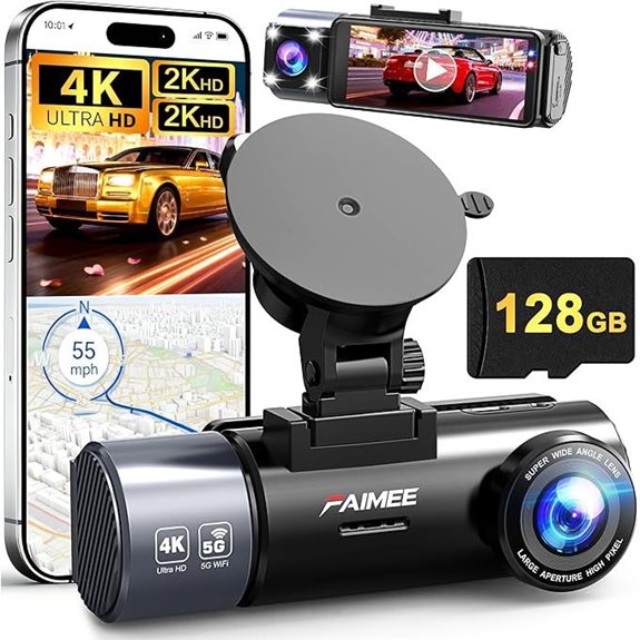 4K Dual Dash Cam with GPS and Night Vision