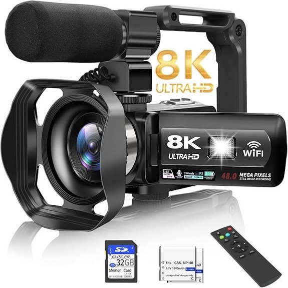 8K Video Camera with Night Vision and Accessories