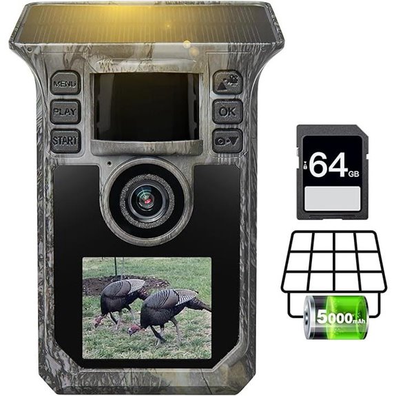 4K Solar Trail Camera with Night Vision and 64GB Card