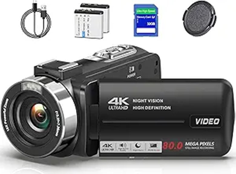 4K Vlogging Camera with IR Night Vision and Accessories