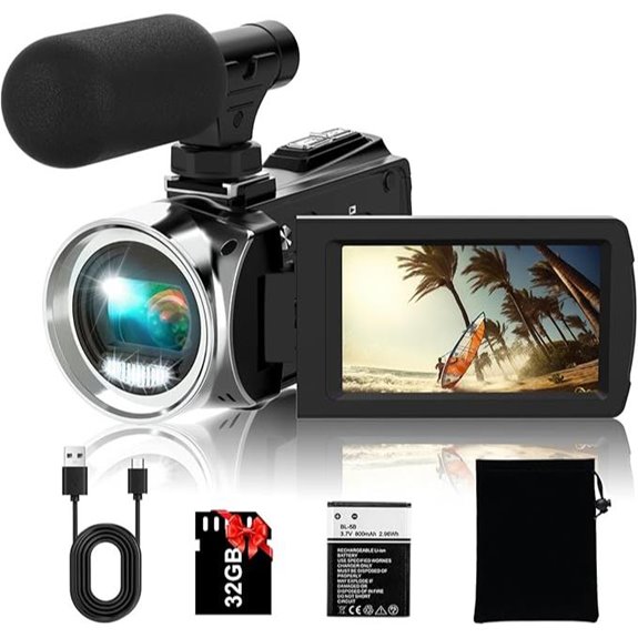 FHD 4K Vlogging Camera with Microphone and 32GB SD