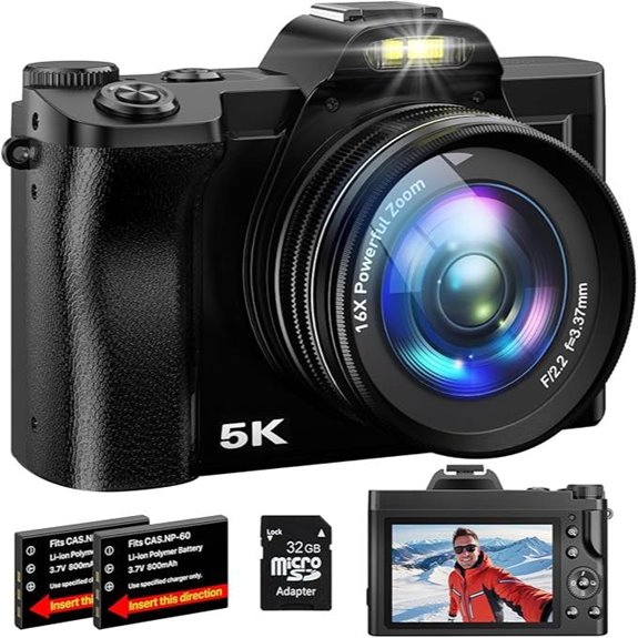 5K WiFi Vlogging Camera with 48MP 16X Zoom