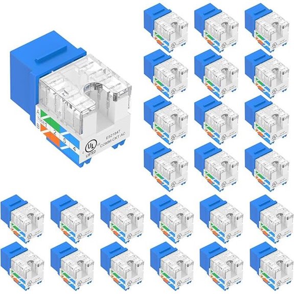 10Gbps Cat6 Keystone Jack 25-Pack Blue