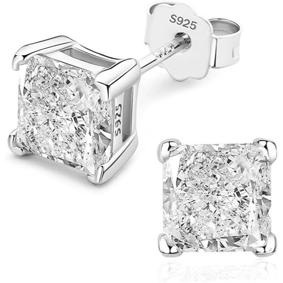 Sterling Silver Lab Diamond Stud Earrings Hypoallergenic