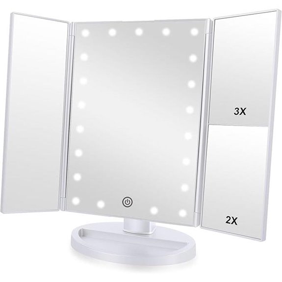 Tri-fold Lighted Vanity Mirror with LEDs and Touch