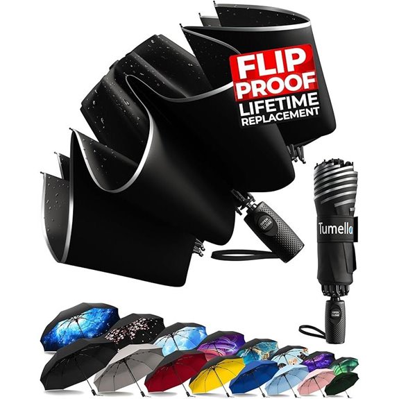 TUMELLA Flip-proof Inverted Travel Umbrella
