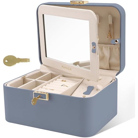 KAMIER Jewelry Organizer Box with Mirror and Lock