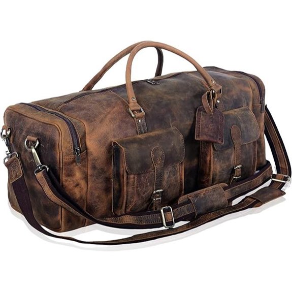 KomalC 28” Leather Duffle Bag for Travel & Gym