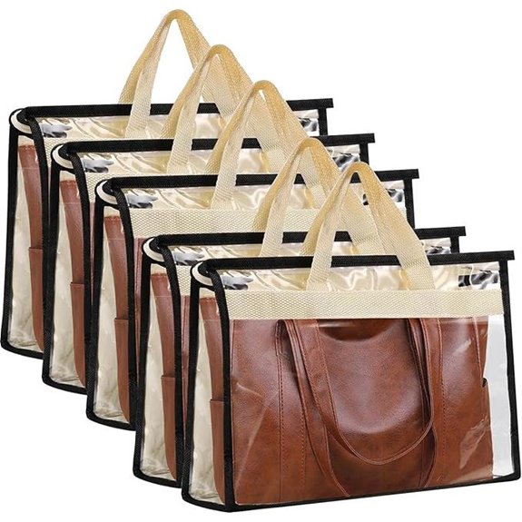 5 Pack Large Handbag Dust Bags with Zipper