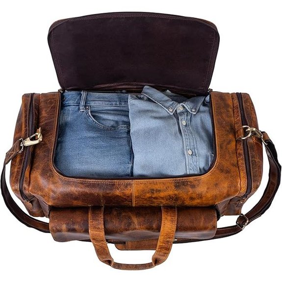 Leather 24-Inch U-Zip Travel Sports Duffel Bag