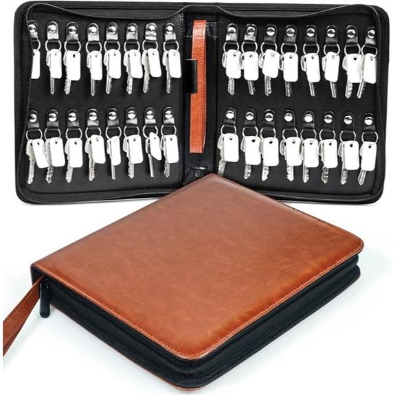 Leather Key Organizer with Handle 32-Key Capacity