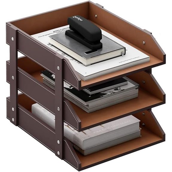 Thipoten Leather 3-Tier Desk Organizer for Office
