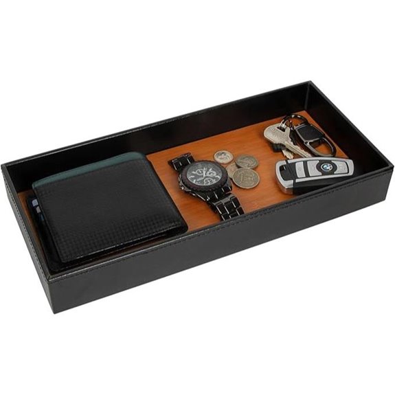 JACKCUBE Leather Bamboo Valet Tray for Men