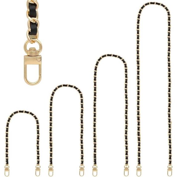 Gold Purse Chain & Strap 4 Sizes Leather Braided