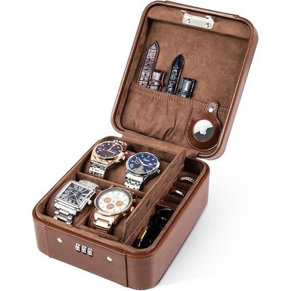 KAMIER Leather Watch & Jewelry Travel Case (Brown)