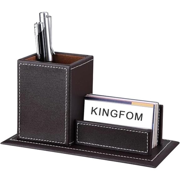 Kingfom PU Leather Desk Organizer with Accessories