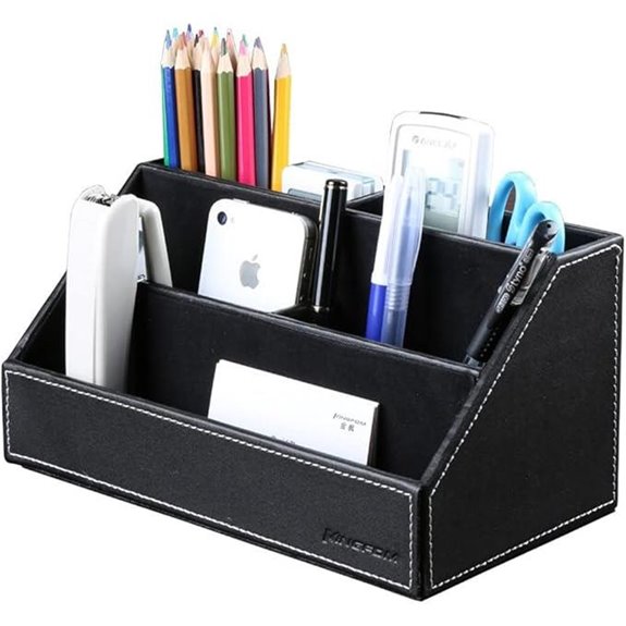 KINGFOM Pu Leather Desk Organizer with 5 Compartments