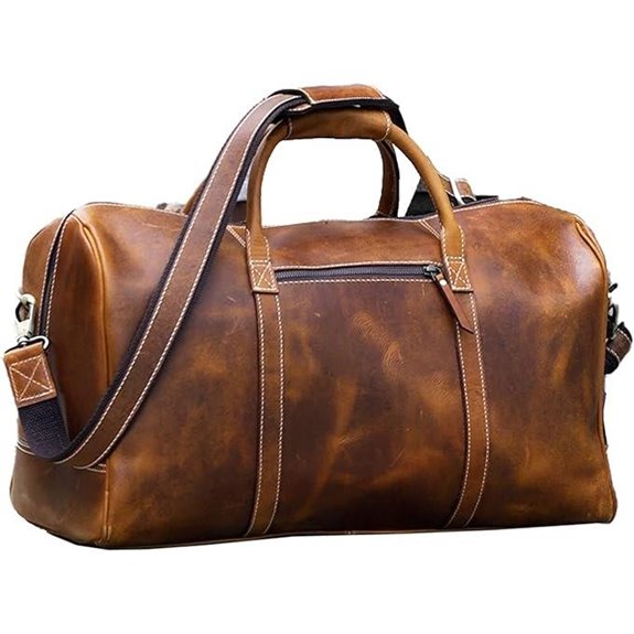 KomalC Leather Duffel Bag for Men and Women