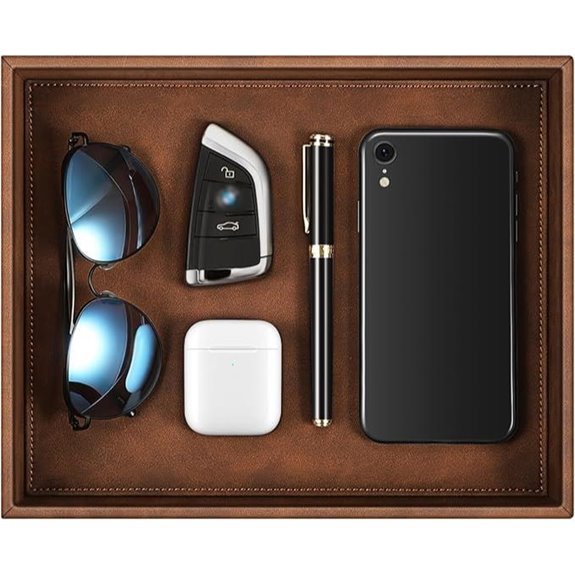 SITHON Leather Valet Tray Organizer with Jewelry Storage
