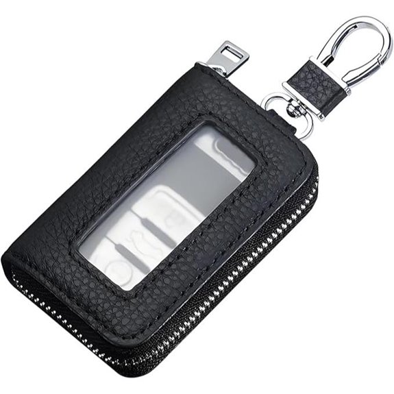 vvag Leather Car Key Fob Holder with Hook and Loop