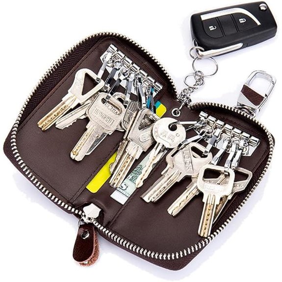 Leather Key Wallet with Hooks & Keyring