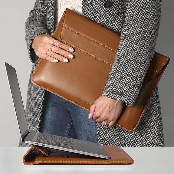 Genuine Leather Laptop Sleeve with Stand (15-16)