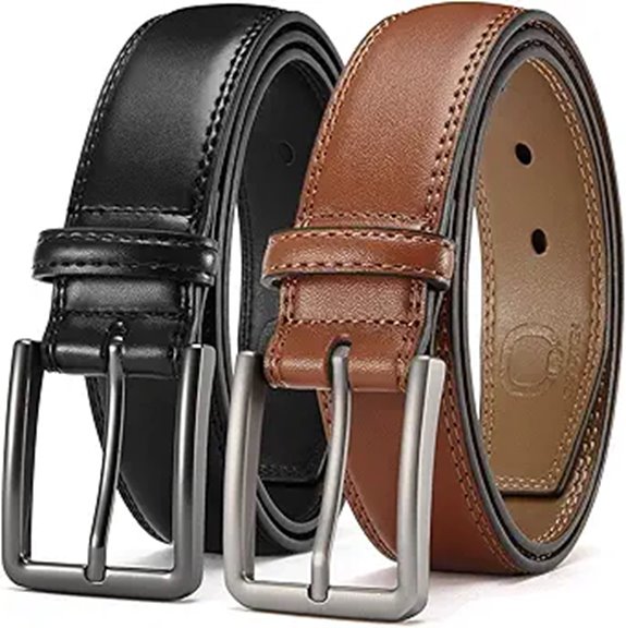 CHAOREN Leather Dress Belts for Men (2 Pack)