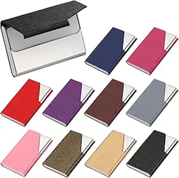 PATIKIL 10Pcs Leather & Steel Business Card Holders
