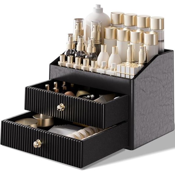 Leather Makeup Organizer for Vanity with Large Capacity