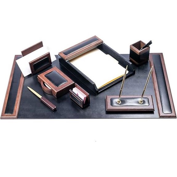 DACASSO Leather & Wood Desk Set (8 Pieces)