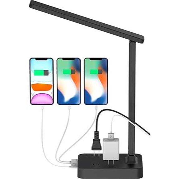 Drevet LED Desk Lamp with USB and Power Outlets
