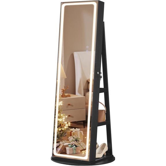 SONGMICS Lockable Jewelry Cabinet with Mirror and Lights
