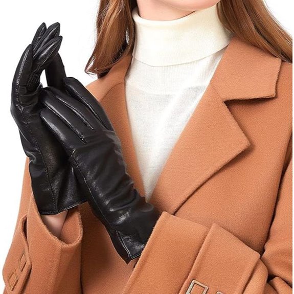 ZLUXURQ Italian Leather Women's Gloves with Cashmere Lining