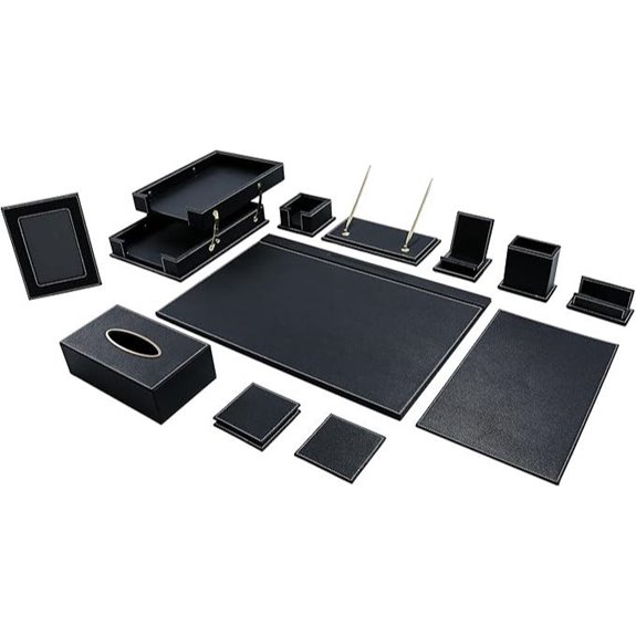 13-Piece Leather Executive Desk Accessories Set