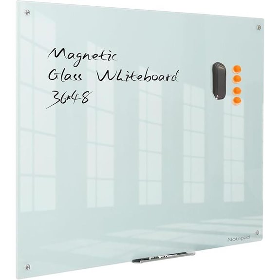 Magnetic Glass Dry Erase Board 48x36 Wall Mount