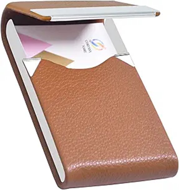 Slim Leather Business Card Holder with Magnet