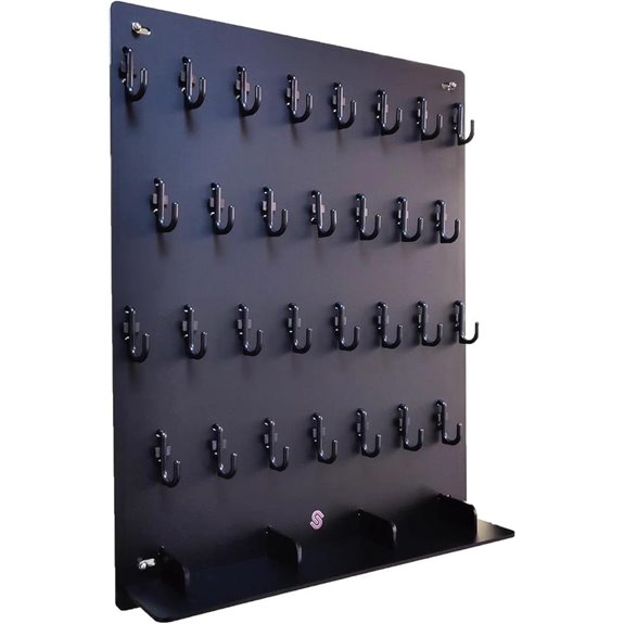 Matte Black Acrylic Key Hooks Board with 30 Hooks