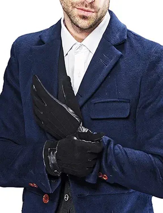 YISEVEN Men's Leather Gloves with Fleece Lining