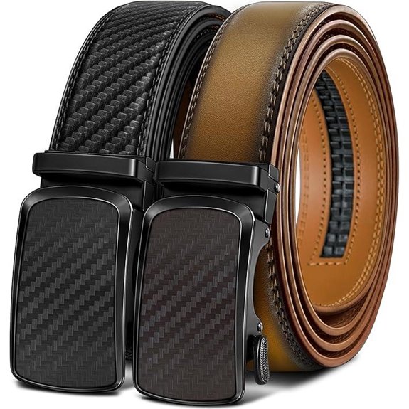 BULLIANT Men's Ratchet Leather Belt 2 Pack