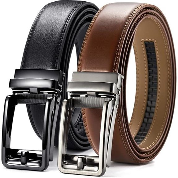CHAOREN Men's 2-Pack Leather Ratchet Belts