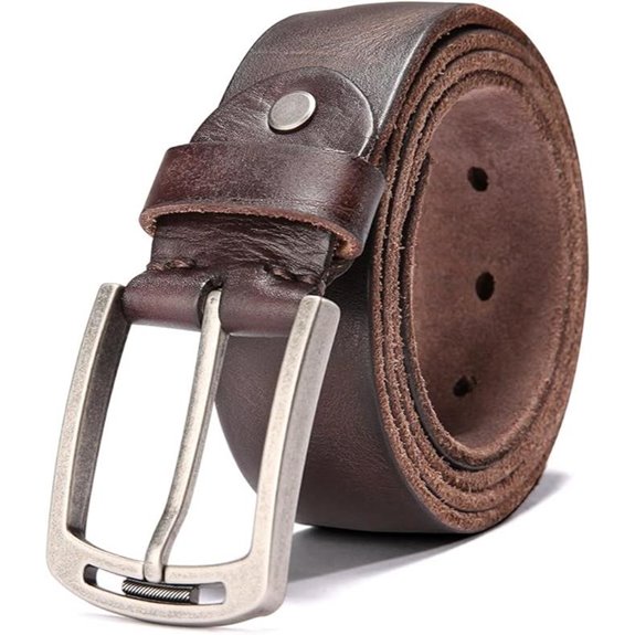 KEECOW Men's Italian Leather Belt with Buckle